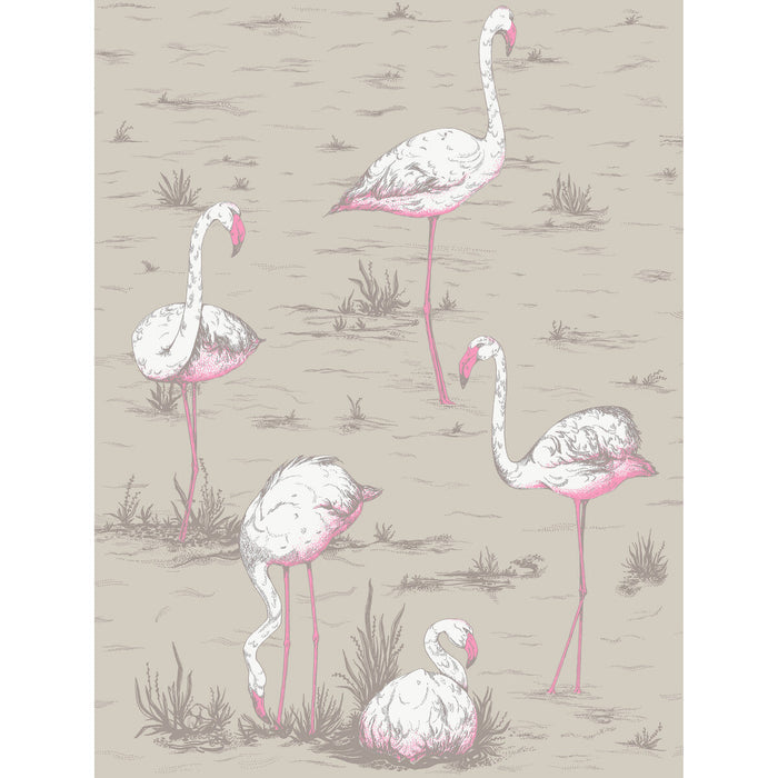 Cole & Son Flamingos Wht/Fuch On Tup Fabric Sample F111/3011L.CS.0