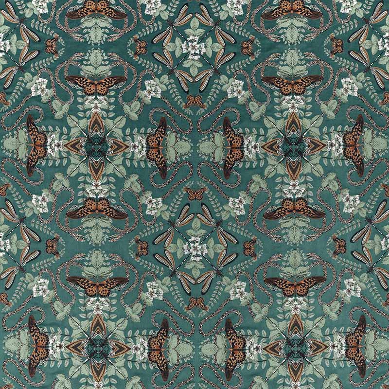 Clarke & Clarke Emerald Forest Teal Jacquard Fabric Sample F1581/04.CAC.0