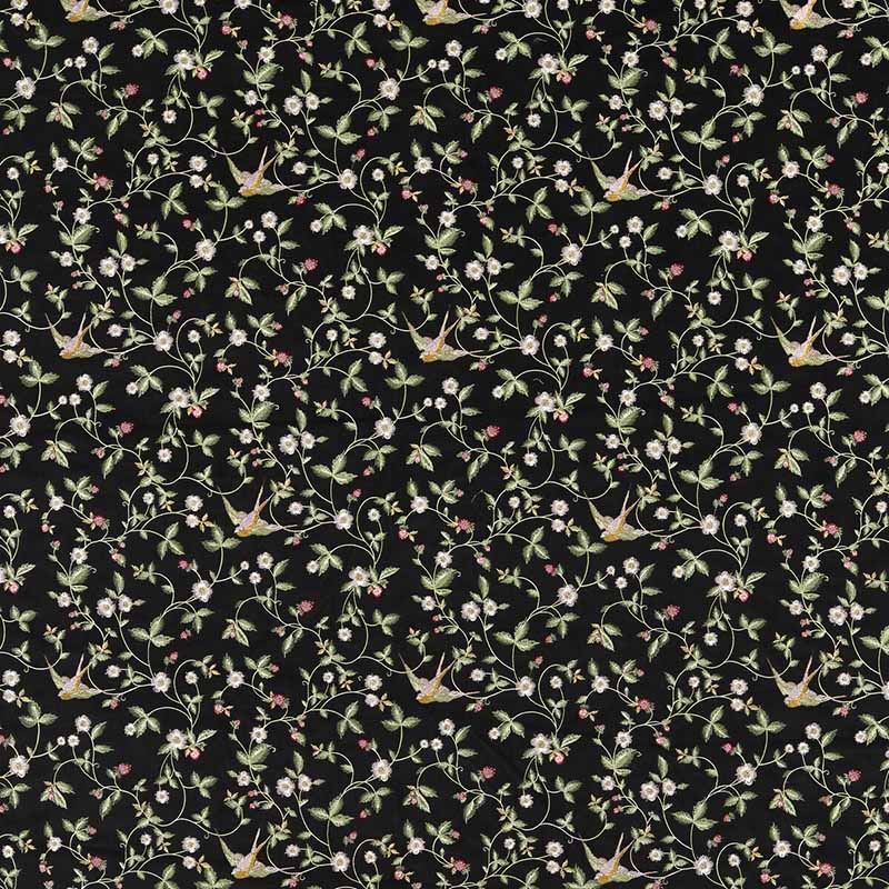 Clarke & Clarke Wild Strawberry Noir Emb Fabric Sample F1582/01.CAC.0