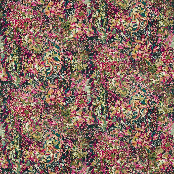 Clarke & Clarke Aubrey Velvet Forest/Raspberry Fabric F1646/01.CAC.0