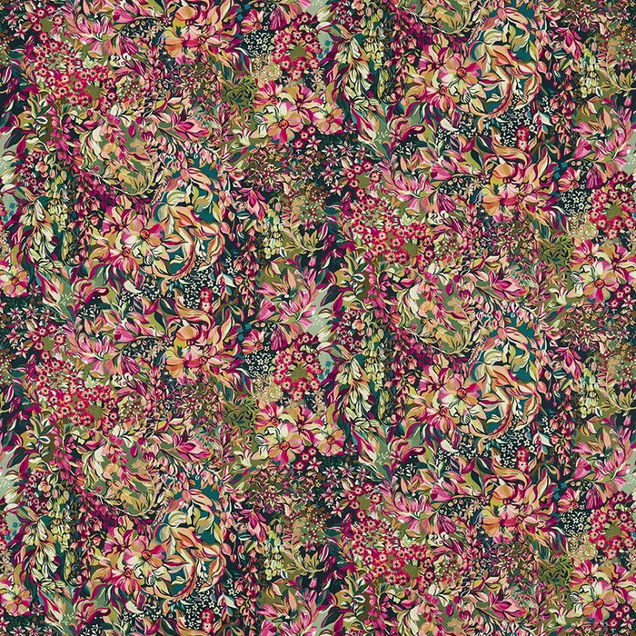 Clarke & Clarke Aubrey Velvet Forest/Raspberry Fabric Sample F1646/01.CAC.0