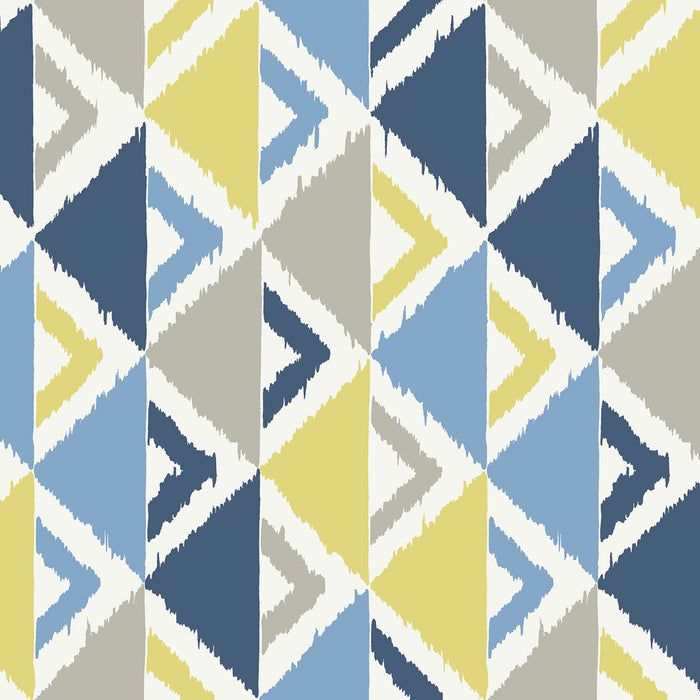 Seabrook Designs Dino Peak Blue, Gray, And Gold Wallpaper Sample FA40202