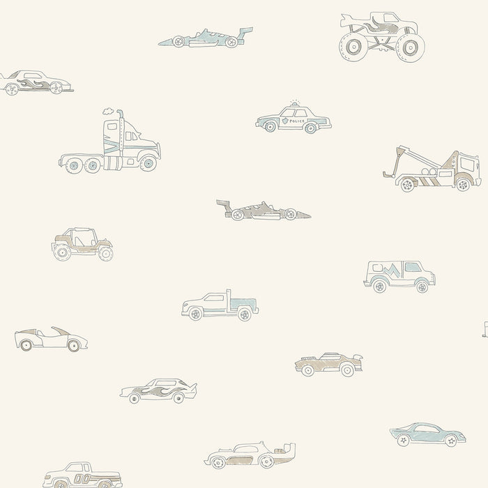 Seabrook Designs Traffic Jam Blue And Gray Wallpaper Sample FA40308