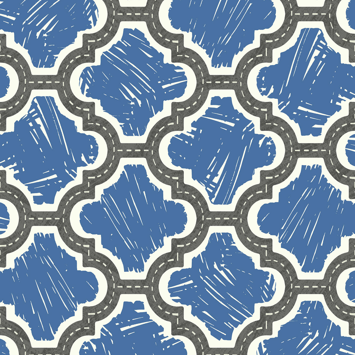 Seabrook Designs Racetrack Ogee Charcoal And Royal Blue Wallpaper FA40401