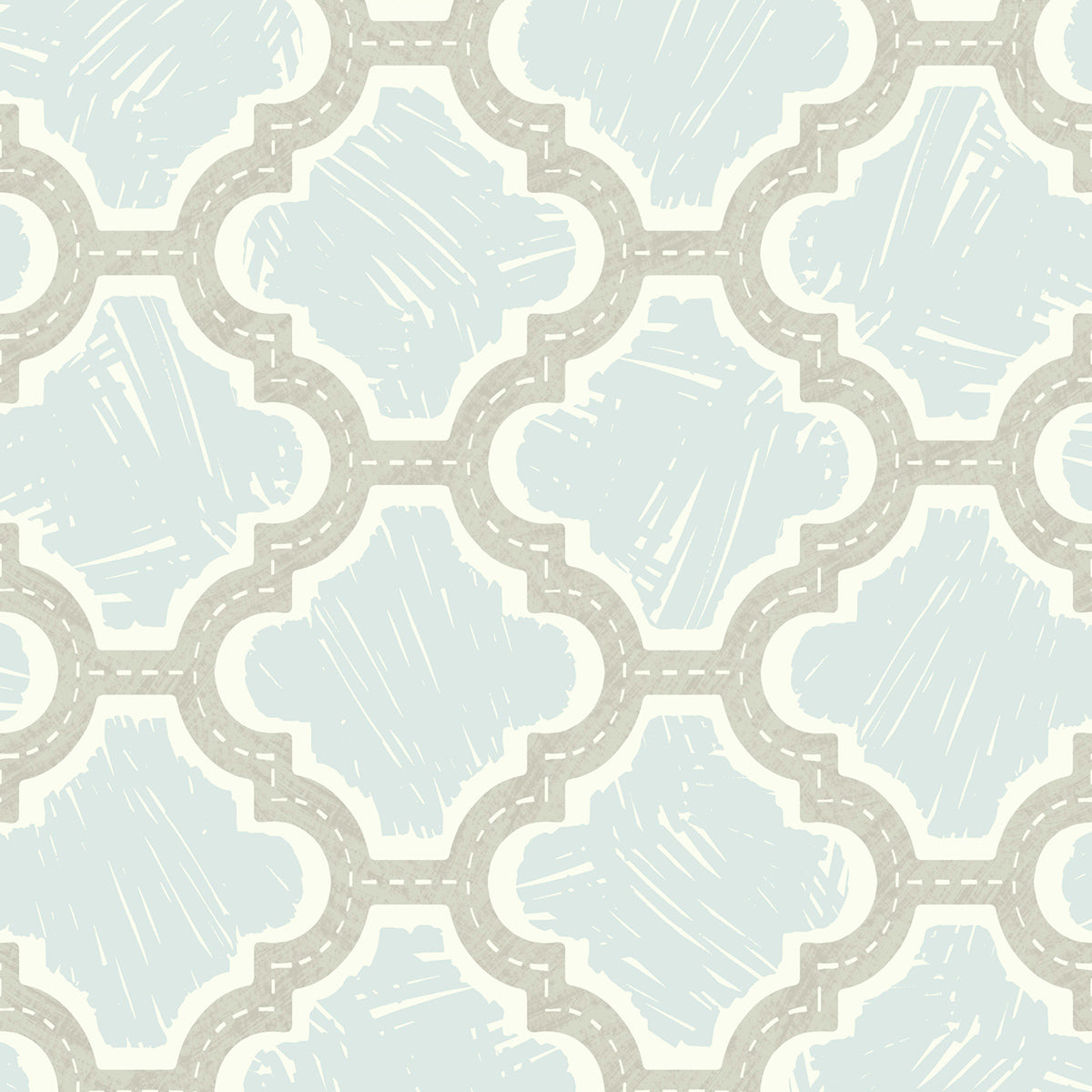 Seabrook Designs Racetrack Ogee Gray And Powder Blue Wallpaper FA40408