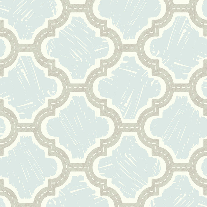 Seabrook Designs Racetrack Ogee Gray And Powder Blue Wallpaper Sample FA40408