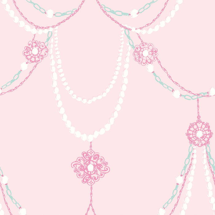 Seabrook Designs Dressed Up Drape Blush And Teal Wallpaper Sample FA40701