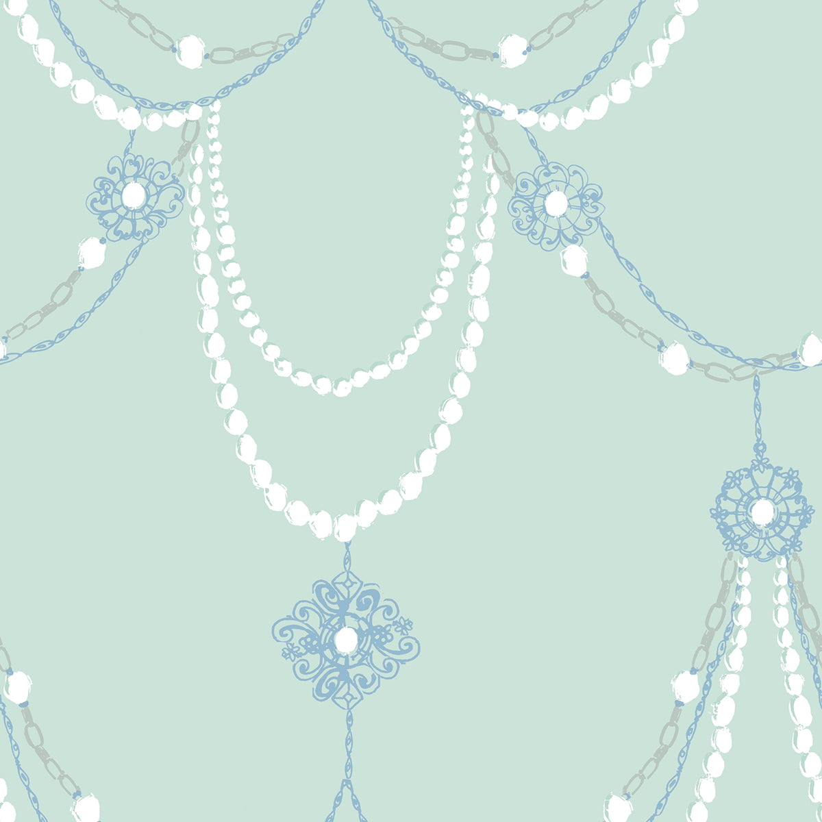 Seabrook Designs Dressed Up Drape Teal And Periwinkle Wallpaper FA40704