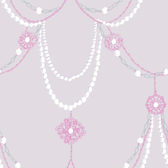 Seabrook Designs Dressed Up Drape Lilac And Fuchsia Wallpaper Sample FA40709