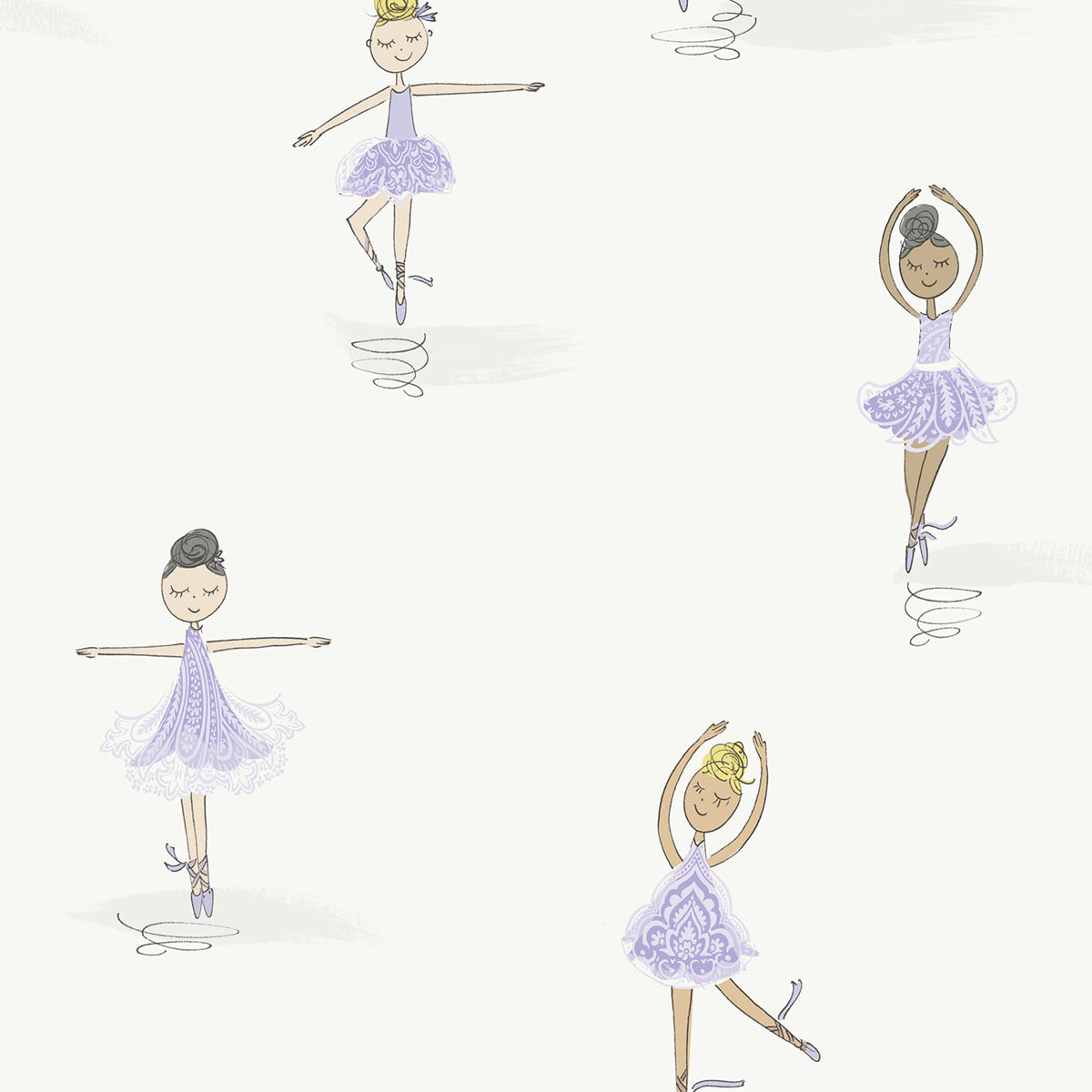 Seabrook Designs Tiny Dancers Lilac And White Wallpaper FA40809