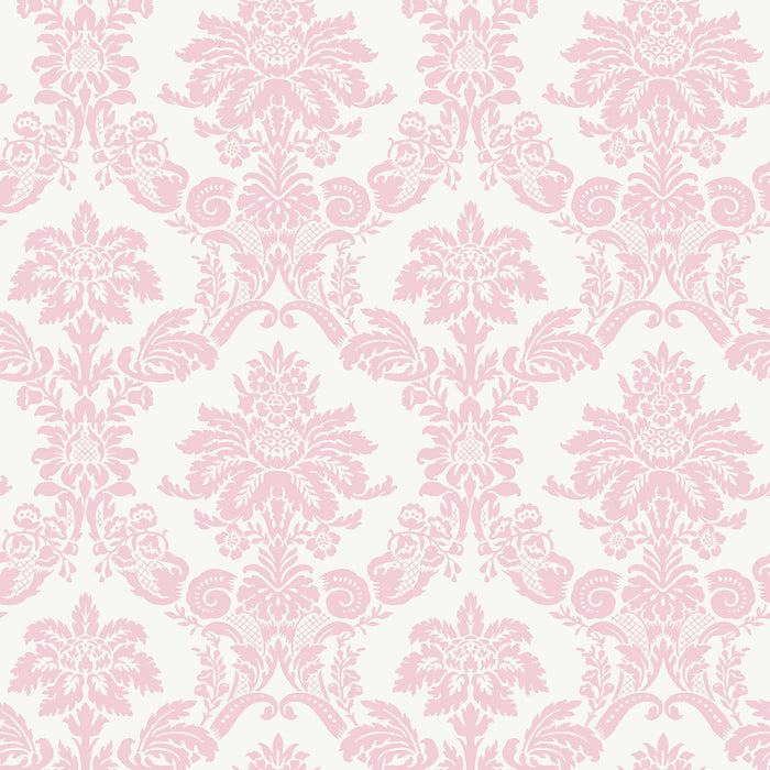 Seabrook Designs Glitter Damask Bubblegum And White Wallpaper FA40901