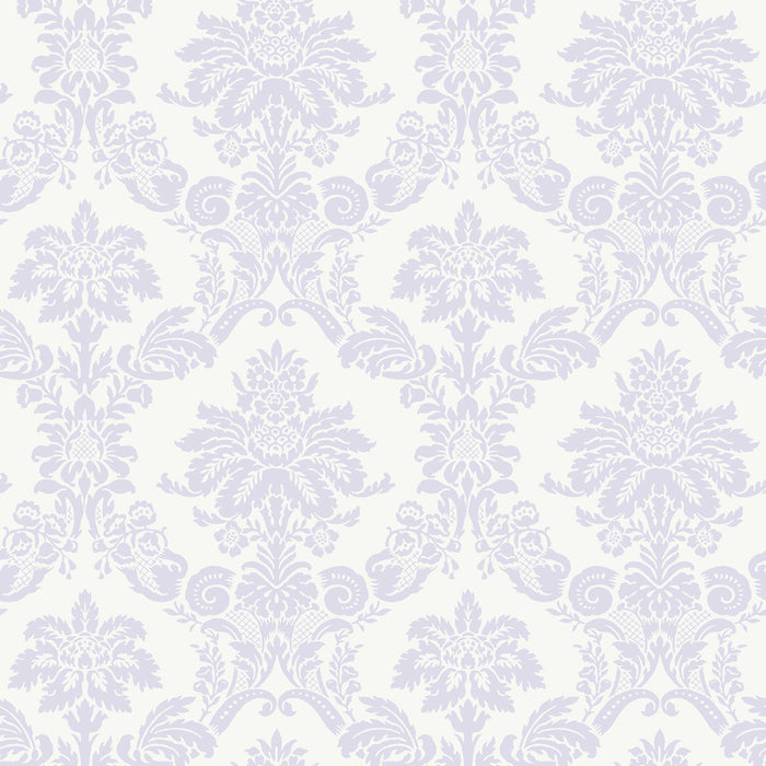 Seabrook Designs Glitter Damask Lilac And White Wallpaper Sample FA40909