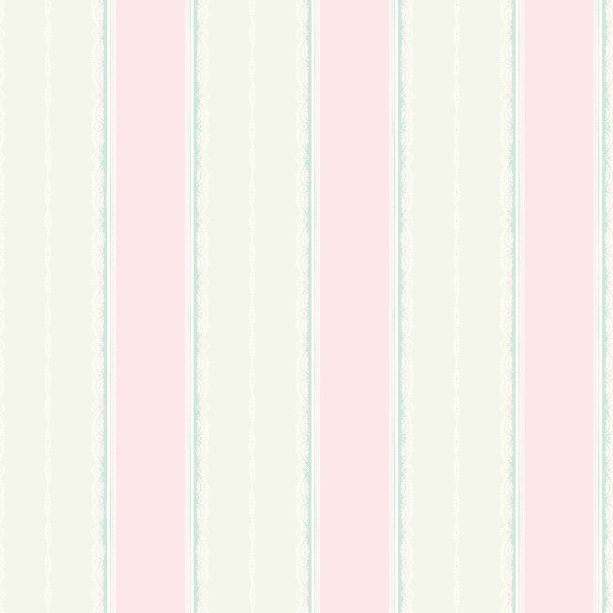 Seabrook Designs Glitter Frills Stripe Bubblegum And Teal Wallpaper FA41001