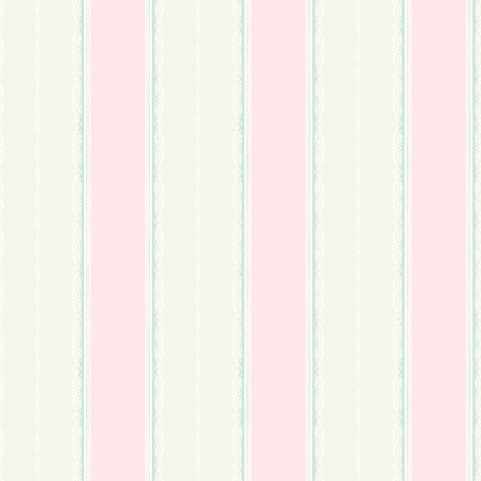 Seabrook Designs Glitter Frills Stripe Bubblegum And Teal Wallpaper FA41001