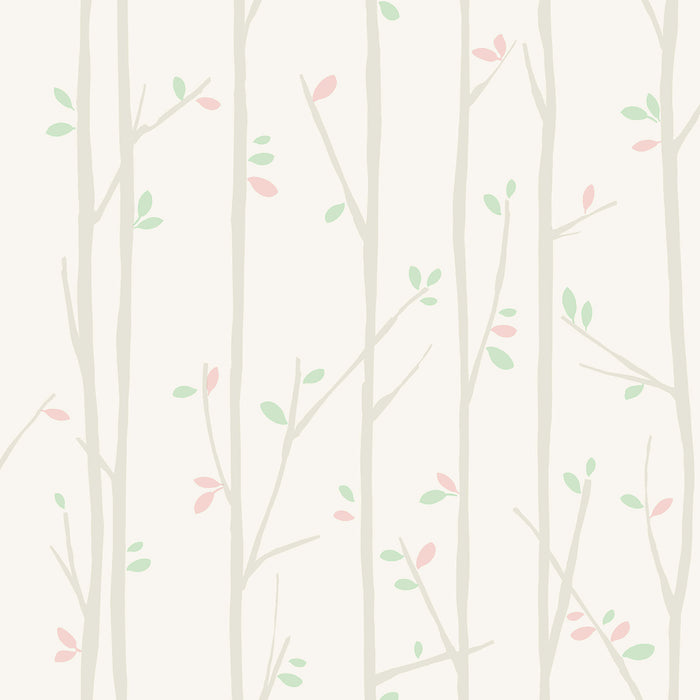 Seabrook Designs Tree Top Gray, Mint, And Bubblegum Wallpaper FA41205