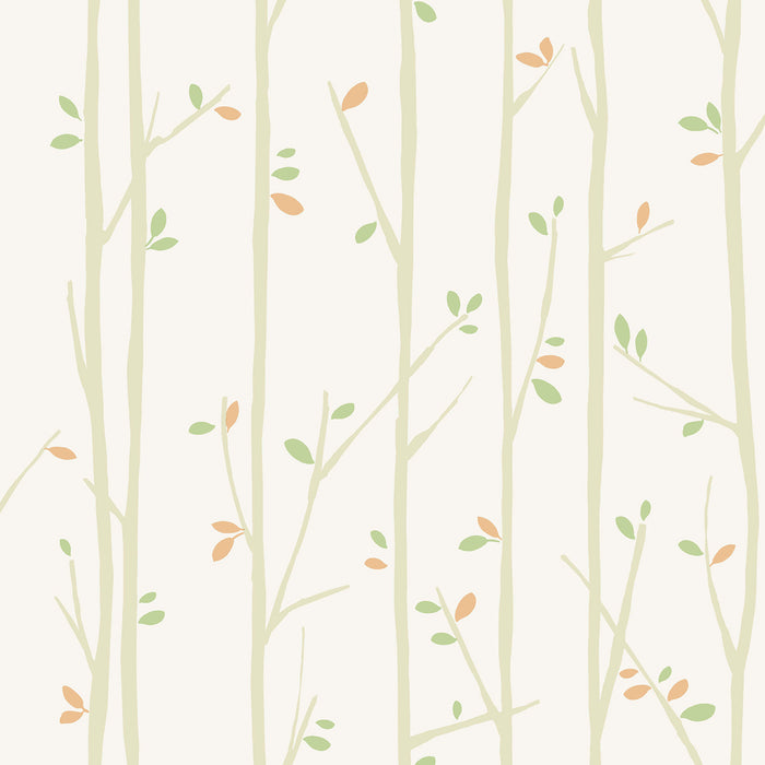 Seabrook Designs Tree Top Tan, Moss, And Pumpkin Wallpaper Sample FA41207