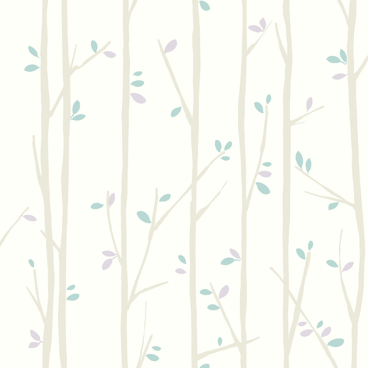 Seabrook Designs Tree Top Gray, Lilac, And Sky Blue Wallpaper FA41209