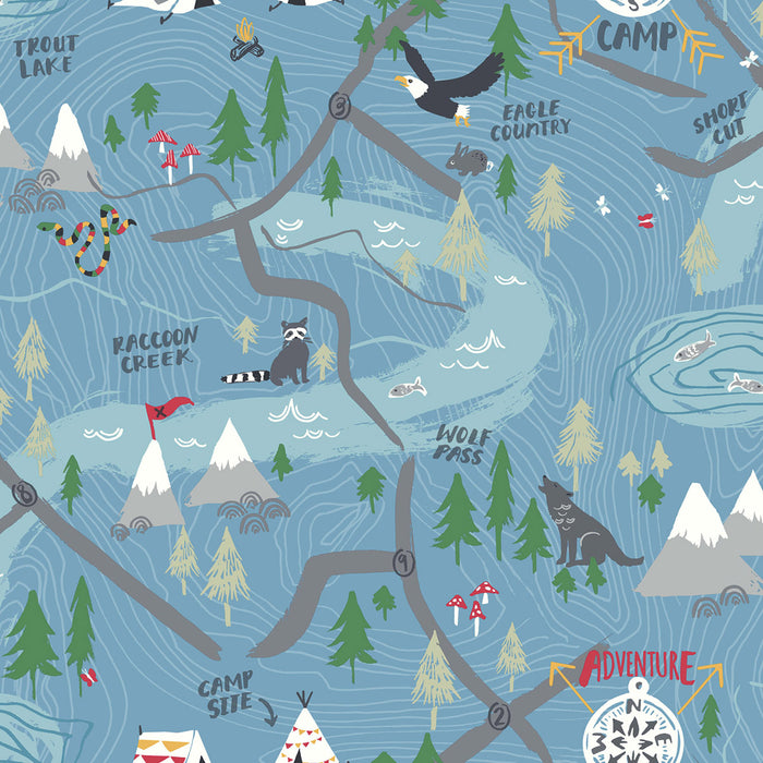 Seabrook Designs Campground Bluebird Wallpaper FA41902