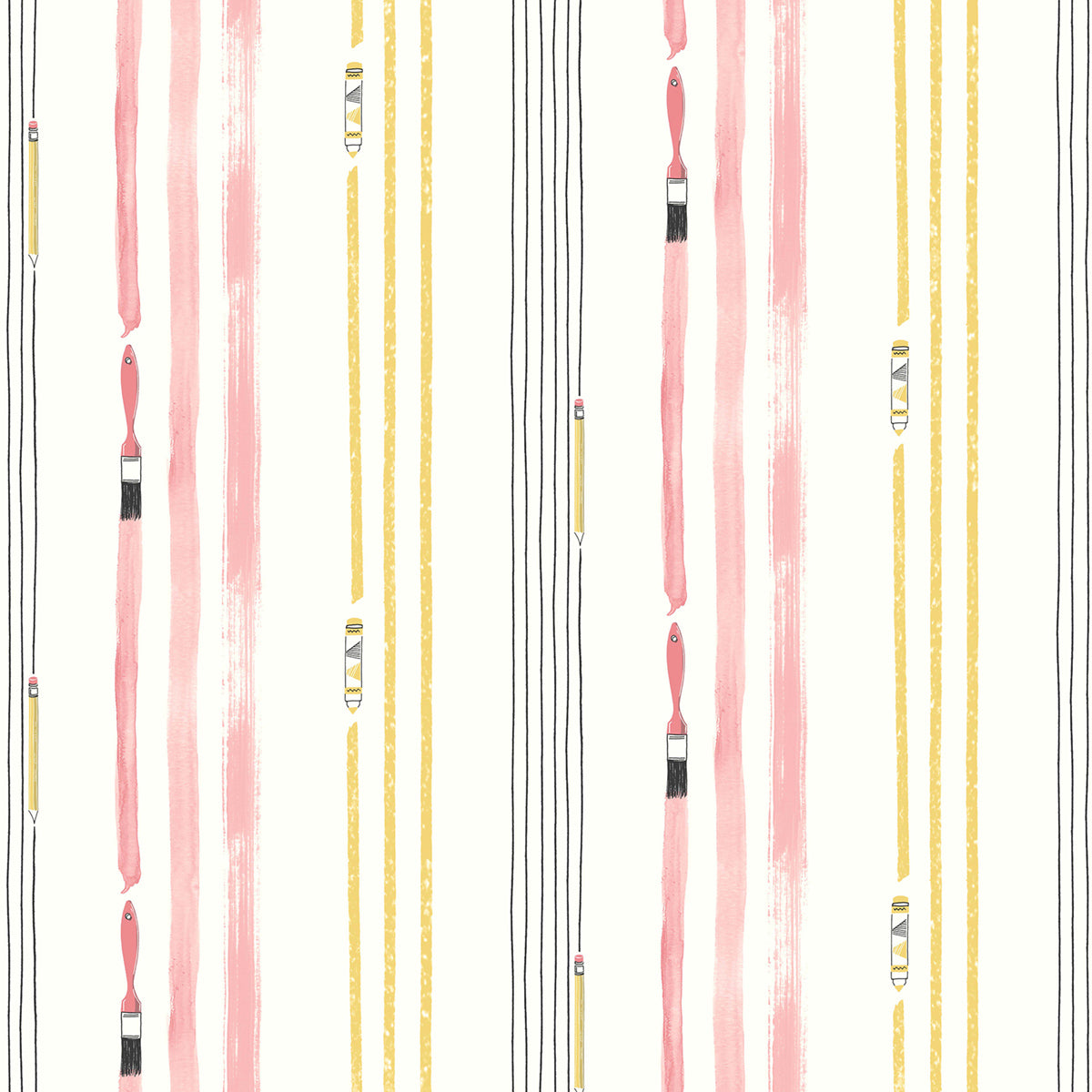 Seabrook Designs Outside The Lines Bubblegum And Gold Wallpaper FA42401