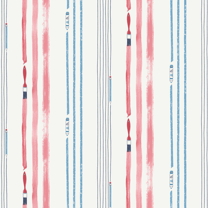 Seabrook Designs Outside The Lines Fuchsia And Sky Blue Wallpaper Sample FA42402