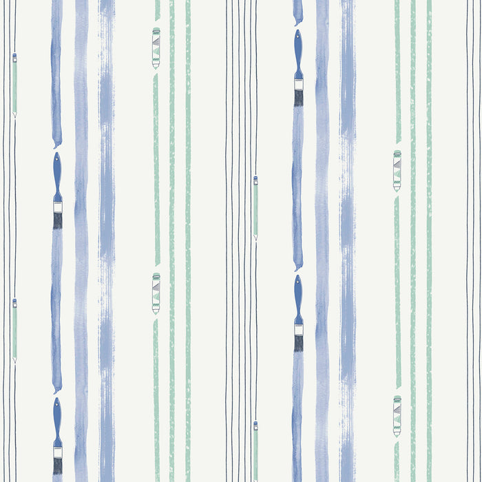 Seabrook Designs Outside The Lines Periwinkle And Teal Wallpaper FA42404