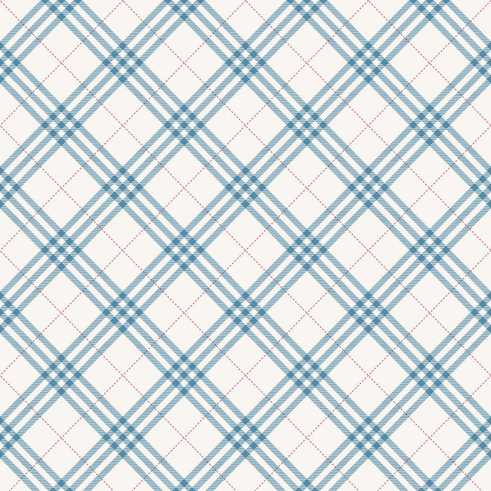 Seabrook Designs Diagonal Plaid Cerulean And Crimson Wallpaper Sample FA42502