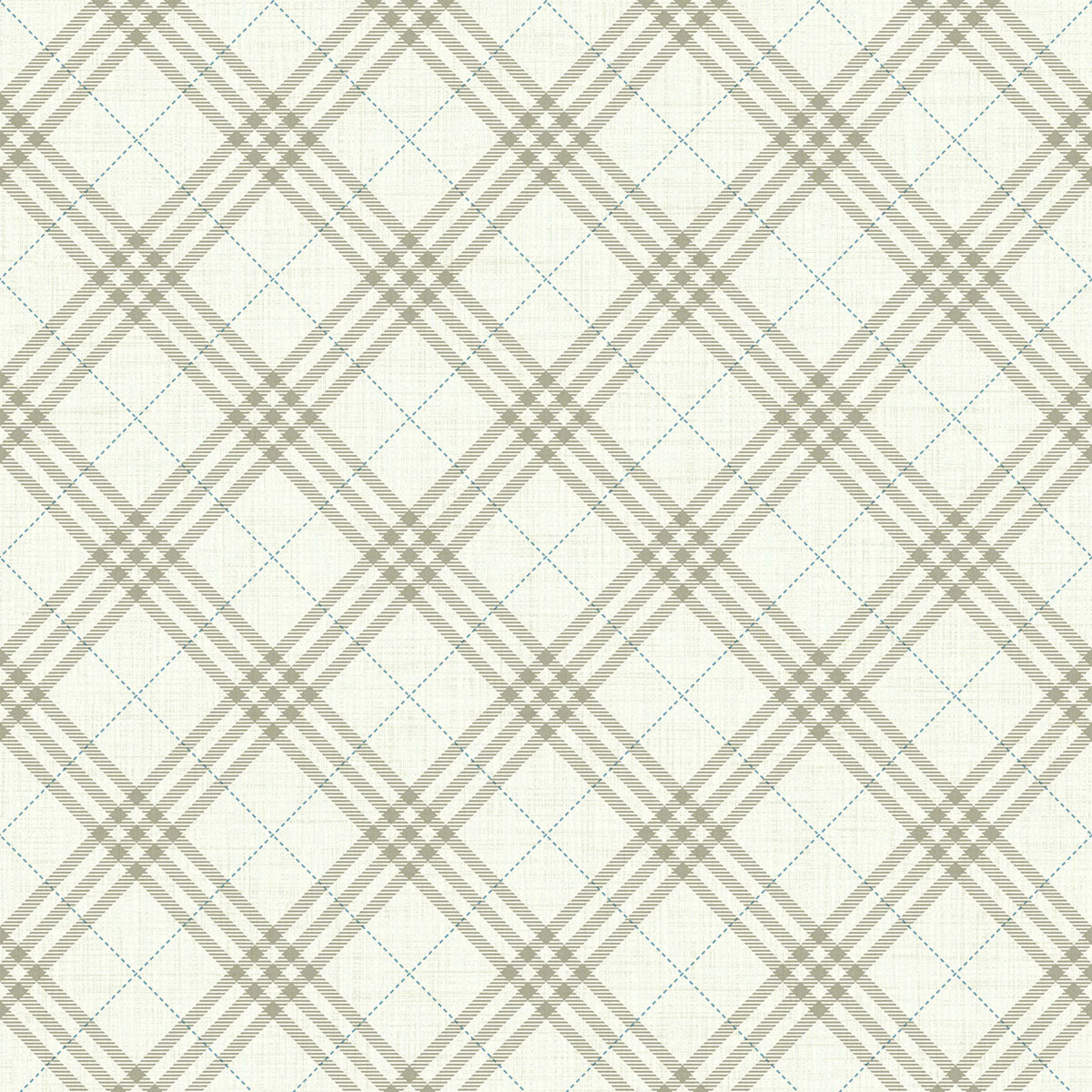 Seabrook Designs Diagonal Plaid Greige And Cerulean Wallpaper FA42506