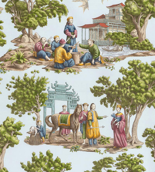 Old World Weavers Mandarin Toile Sky Fabric FB 0001MA29