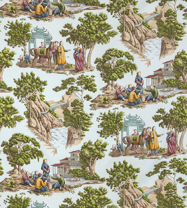 Old World Weavers Mandarin Toile Sky Fabric Sample FB 0001MA29