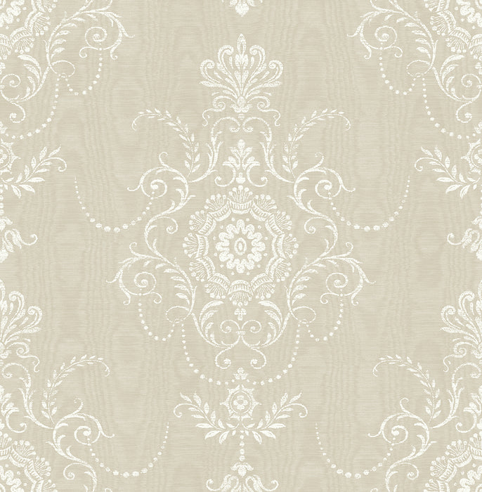 Seabrook Designs Colette Cameo Fog Wallpaper Sample FC60300