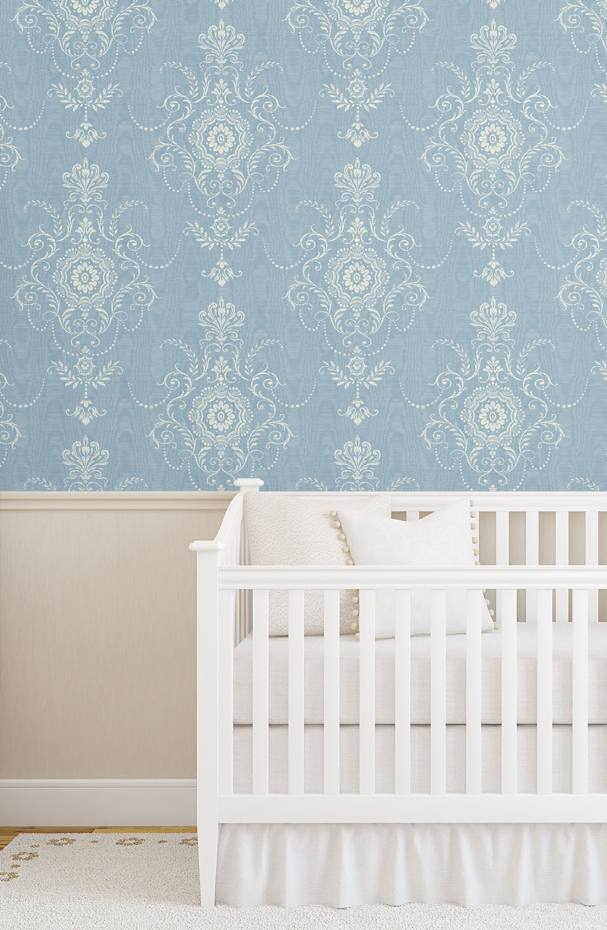 Seabrook Designs Colette Cameo Bleu Bisque Wallpaper FC60302