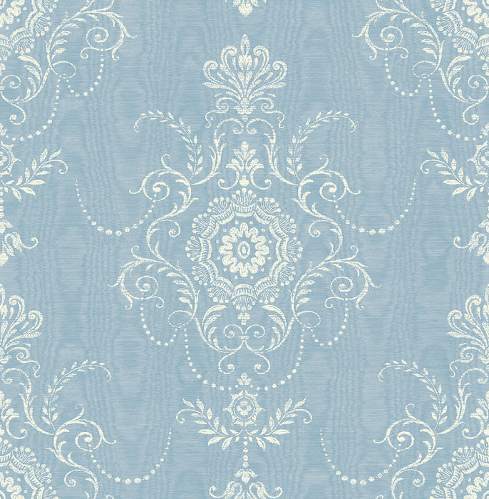 Seabrook Designs Colette Cameo Bleu Bisque Wallpaper Sample FC60302