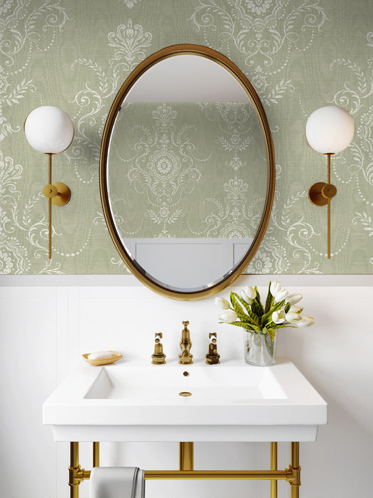 Seabrook Designs Colette Cameo Washed Green Wallpaper FC60304