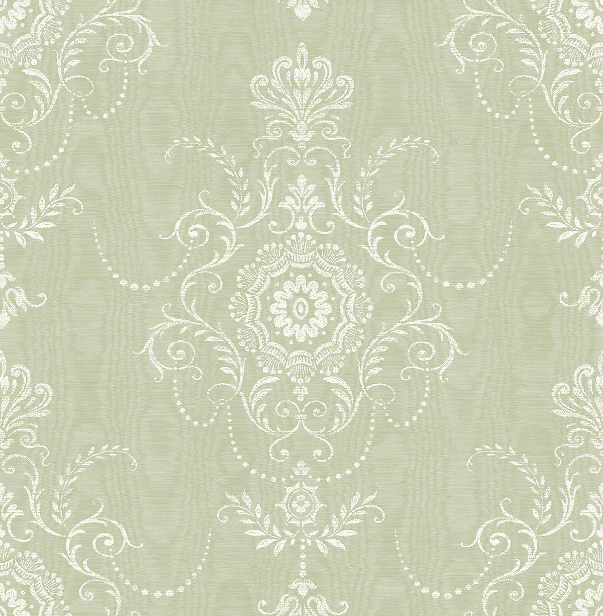 Seabrook Designs Colette Cameo Washed Green Wallpaper FC60304