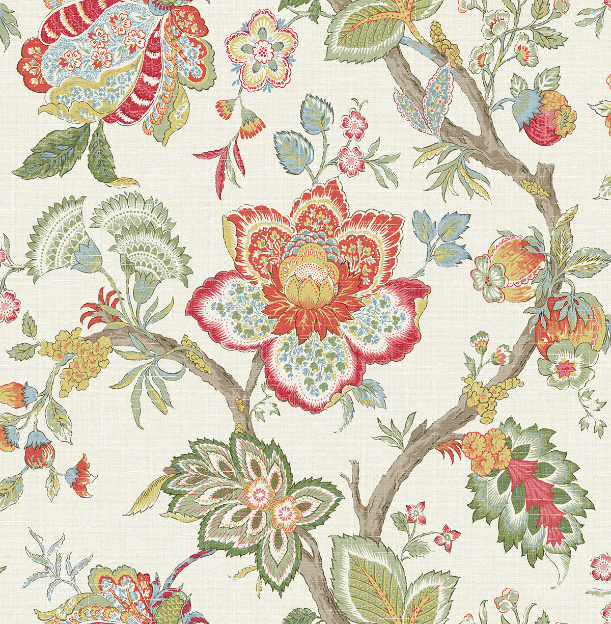 Seabrook Designs Bernadette Jacobean Pomme & Antique Ruby Wallpaper FC60404