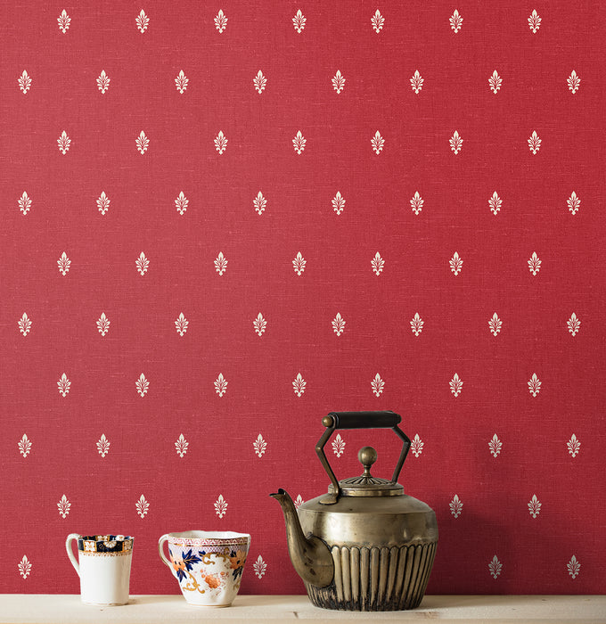 Seabrook Designs Petite Feuille Sprig Antique Ruby Wallpaper FC60601