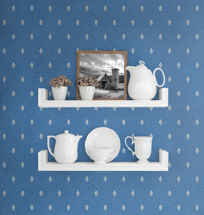 Seabrook Designs Petite Feuille Sprig Denim Wash Wallpaper FC60602