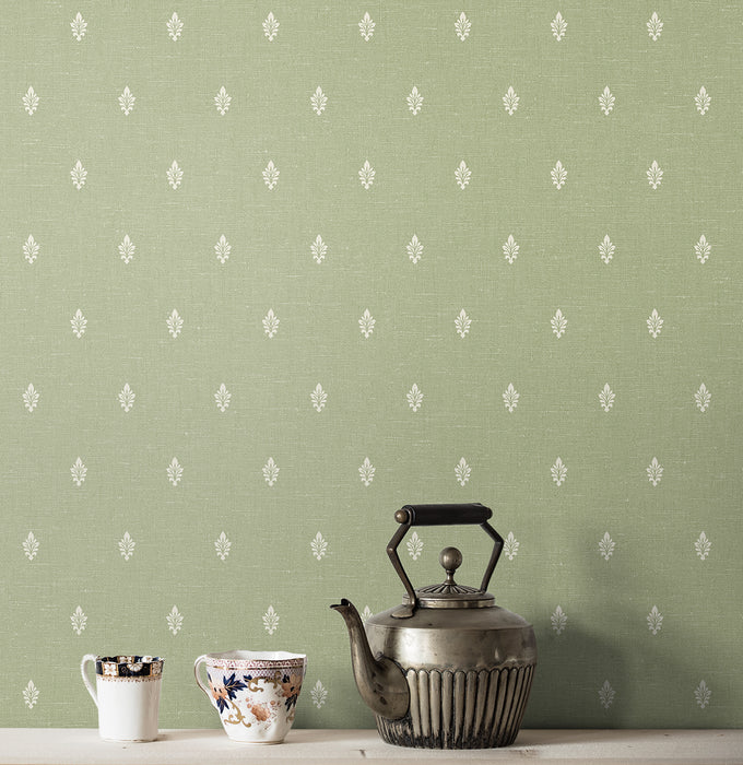 Seabrook Designs Petite Feuille Sprig Pomme Wallpaper Sample FC60604