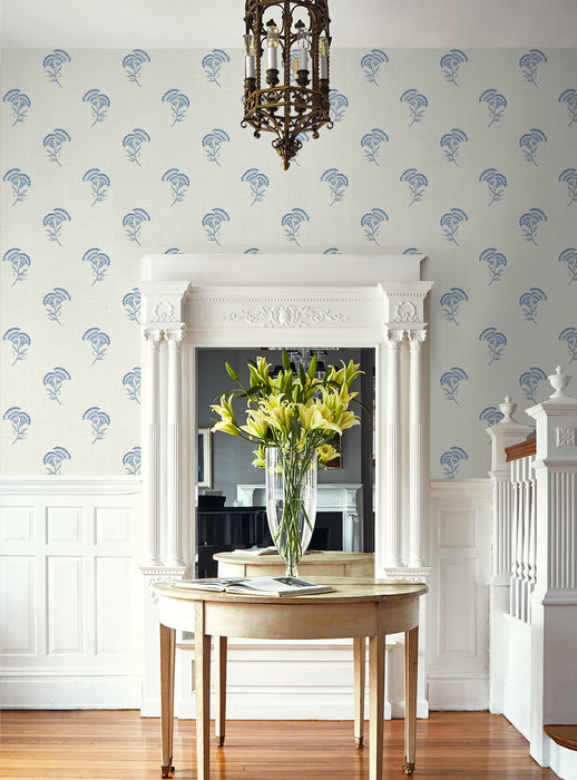 Seabrook Designs Lotus Branch Floral French Blue Wallpaper FC60802