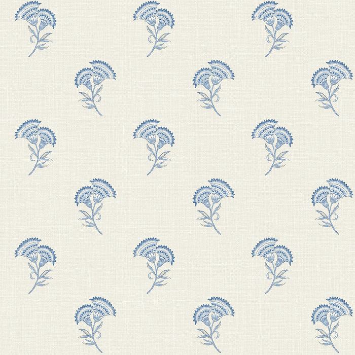 Seabrook Designs Lotus Branch Floral French Blue Wallpaper Sample FC60802