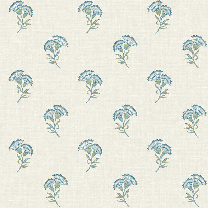 Seabrook Designs Lotus Branch Floral Blue Bell & Herb Wallpaper Sample FC60812