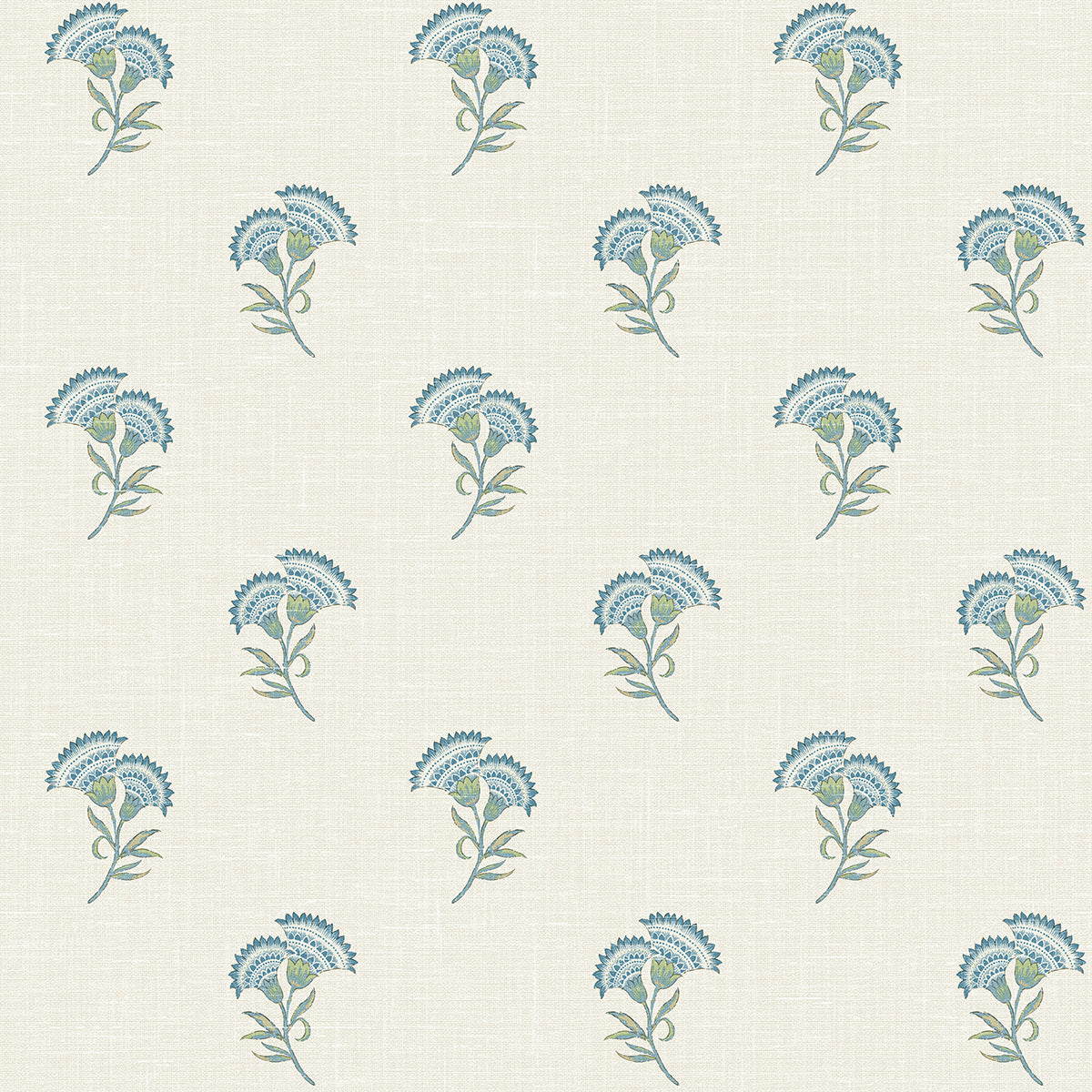 Seabrook Designs Lotus Branch Floral Blue Bell & Herb Wallpaper FC60812