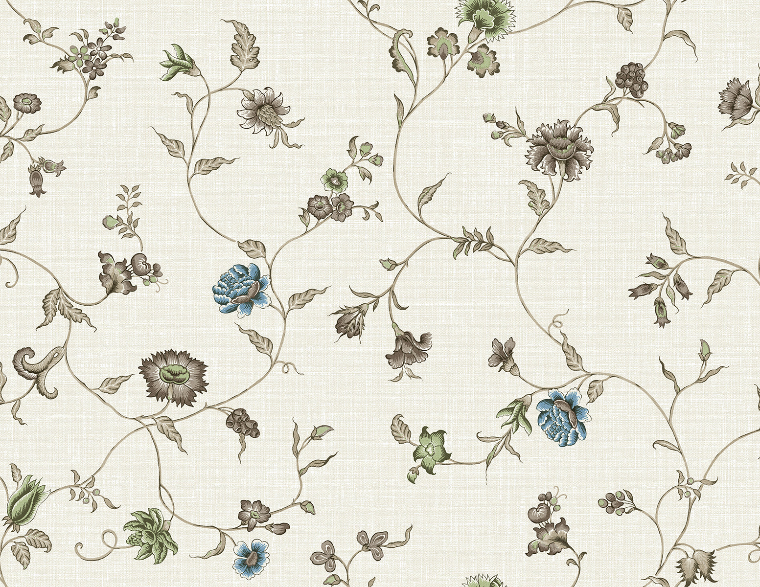 Seabrook Designs Florale Trail Bisque Bleu & French  Wallpaper FC61008