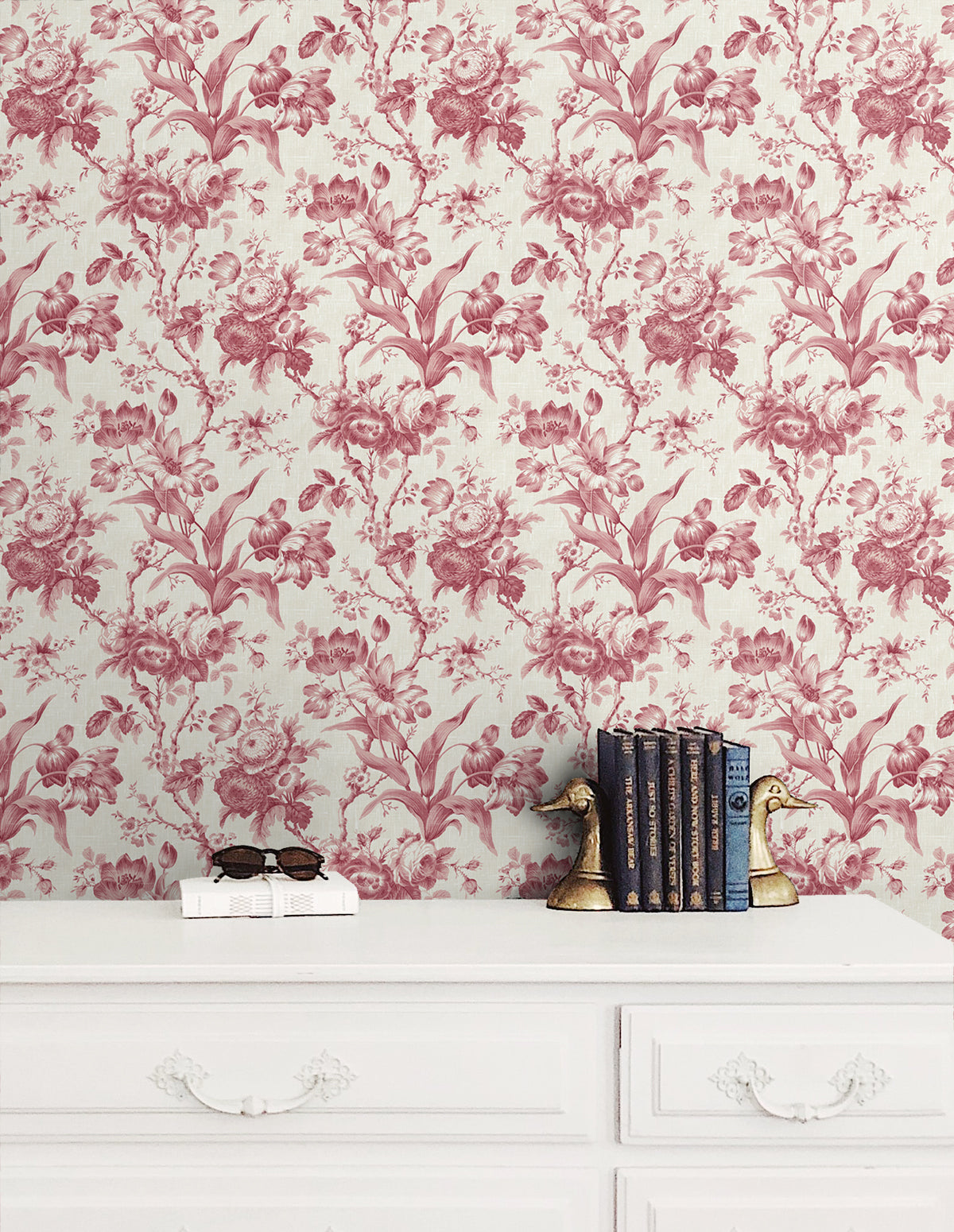 Seabrook Designs En Rose Cranberry Wallpaper FC61201