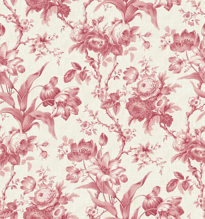 Seabrook Designs En Rose Cranberry Wallpaper Sample FC61201