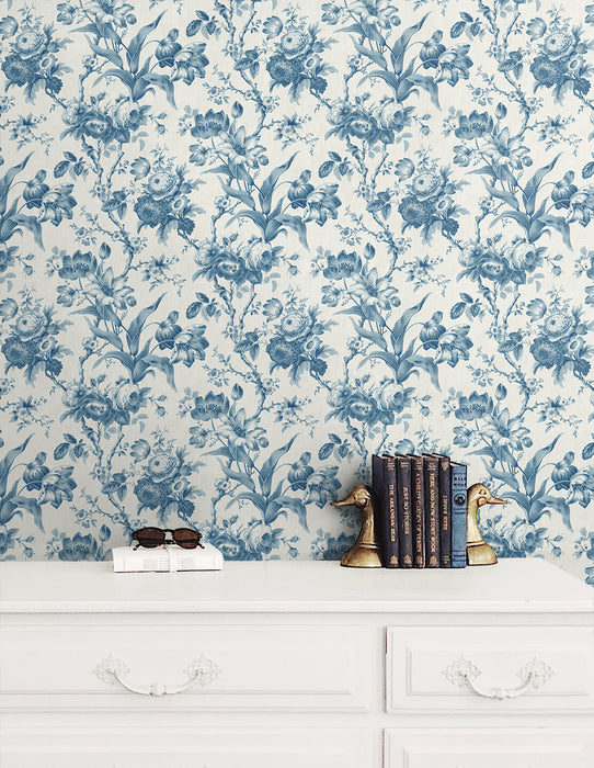 Seabrook Designs En Rose Blue Bell Wallpaper FC61202