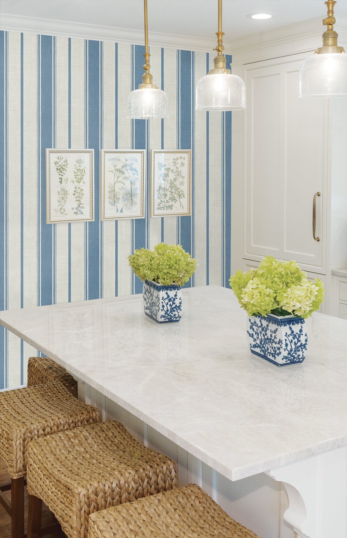 Seabrook Designs Eliott Linen Stripe Blue Bell Wallpaper FC61502