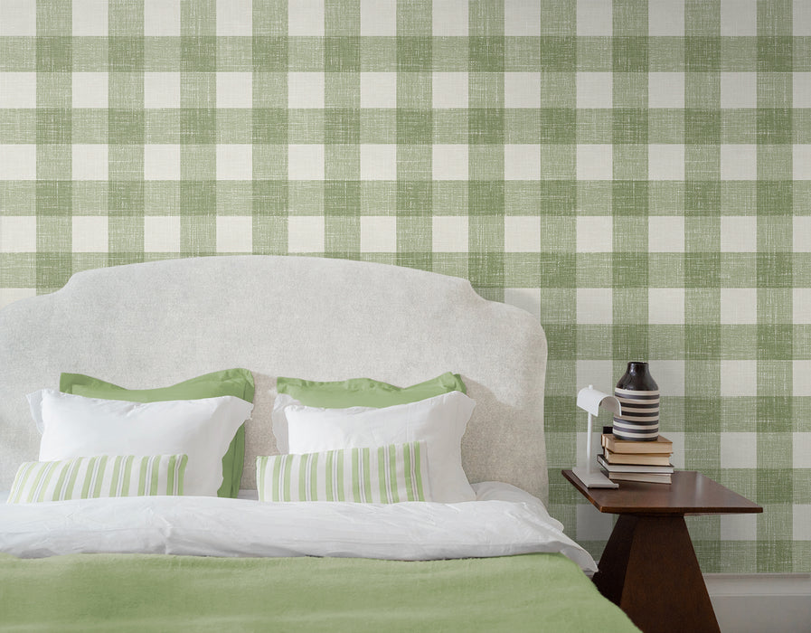 Seabrook Designs Bebe Gingham Herb Wallpaper Sample FC62304