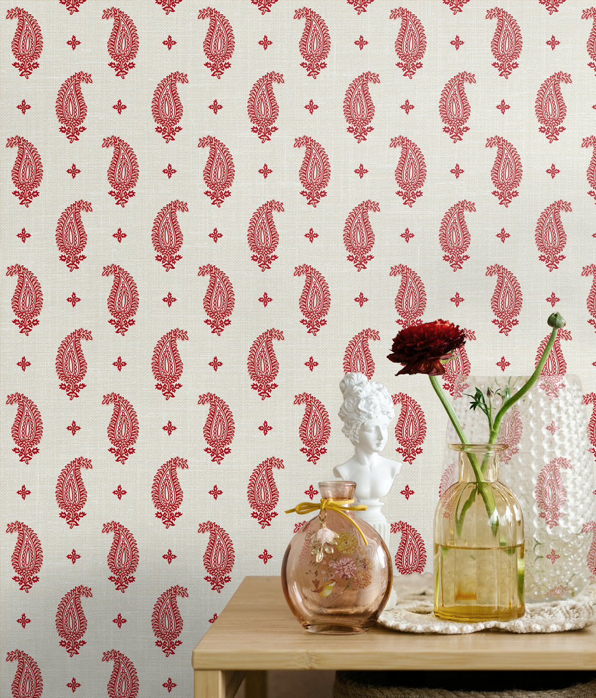 Seabrook Designs Maia Paisley Antique Ruby Wallpaper FC62401