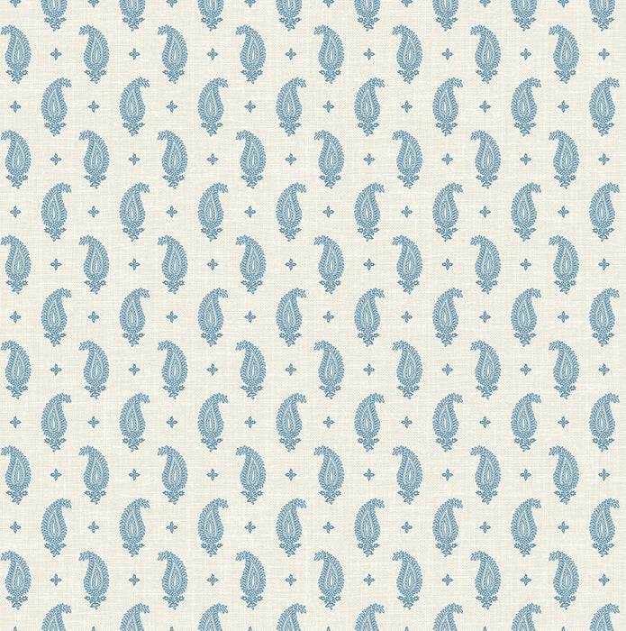 Seabrook Designs Maia Paisley Bleu Bisque Wallpaper Sample FC62402